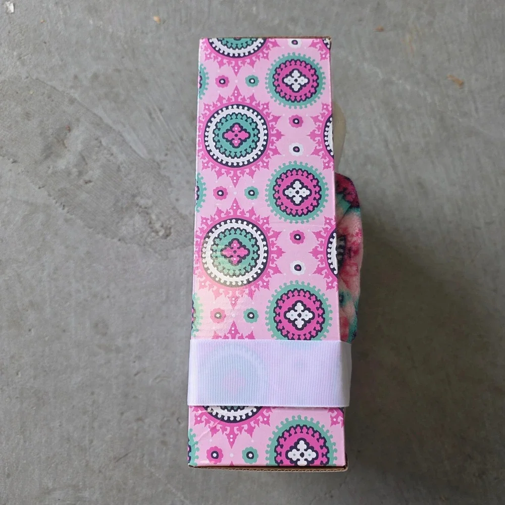 Deluxe Plush 3-Piece Spa Set Pink‎ Paisley Bath Wrap Hair Towel Loofah NIB